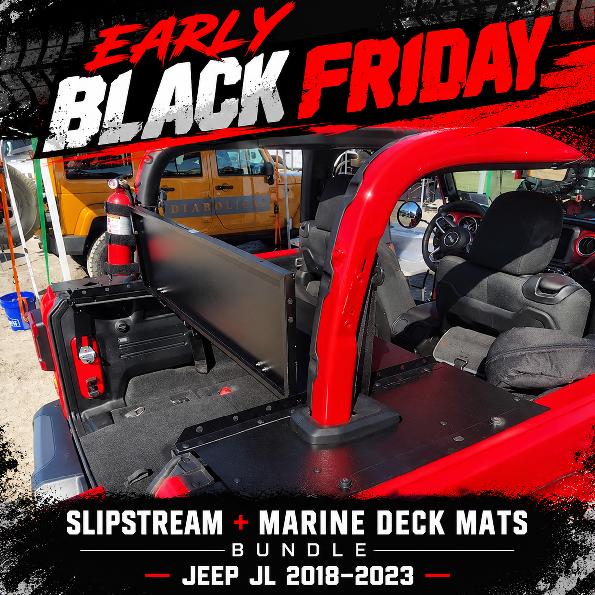 🔥 EARLY BLACK FRIDAY — $1,685 WITH CODE BFBUNDLE | Jeep JL 18-23 Slipstream + Marine Deck Mats