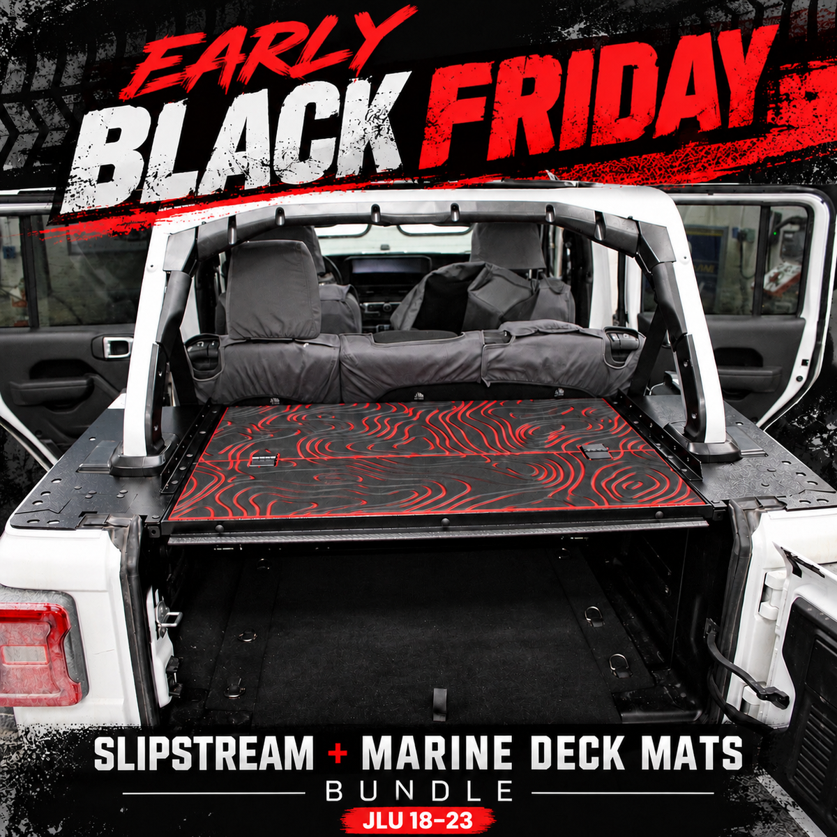 🔥 EARLY BLACK FRIDAY — $1,800 WITH CODE BFBUNDLE | Jeep JLU Slipstream + Marine Deck Mats (2018–2023)