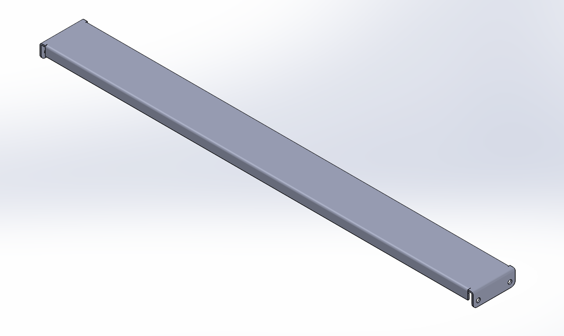 CAD Drawing of the shelf for the Rail Rack Accessory mounting shelf. 